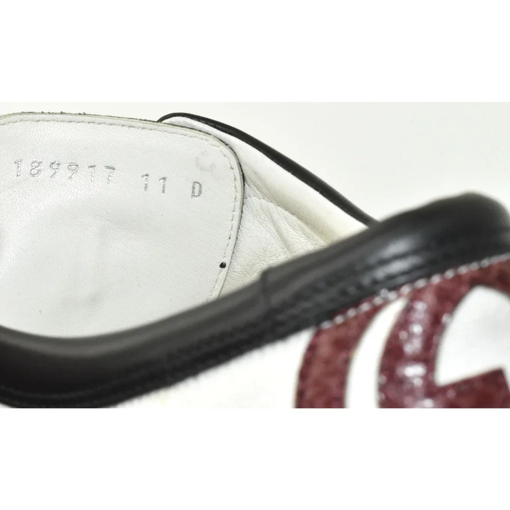 D5 Auth GUCCI Black Burgundy White Snakeskin & Canvas Double G Oxfords Size 11 D